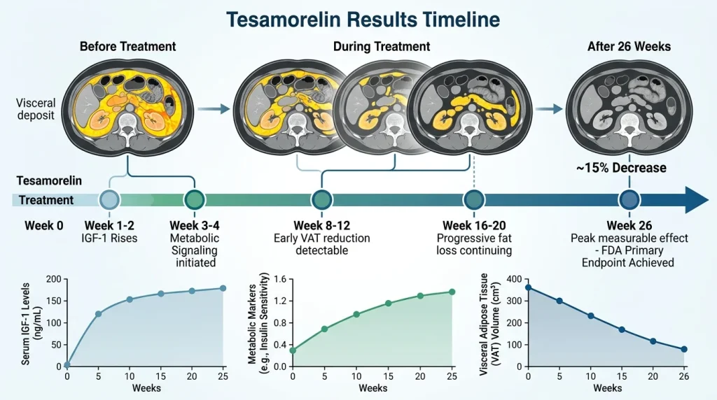 tesamorelin results timeline